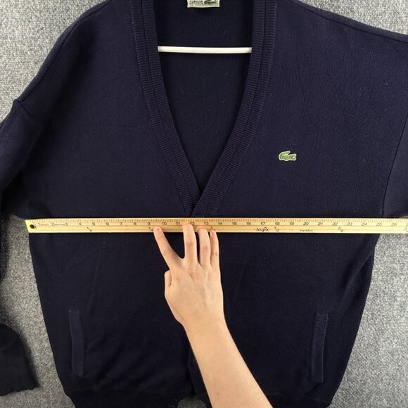 VTG Chemise Lacoste XL Cardigan Men Sweater Navy Blue Buttons Knit Acrylic - Picture 10 of 16